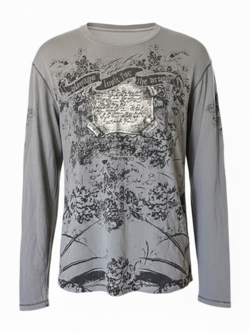 PRPS Projek Raw Y2K Graphic Long Sleeve Shirt Distressed Grey Men’s L
